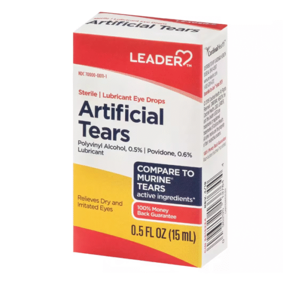 LEADER Artificial Tear Lubricant Eye Drops 0.5 oz – Dry Eye Relief for Adults & Kids 6+